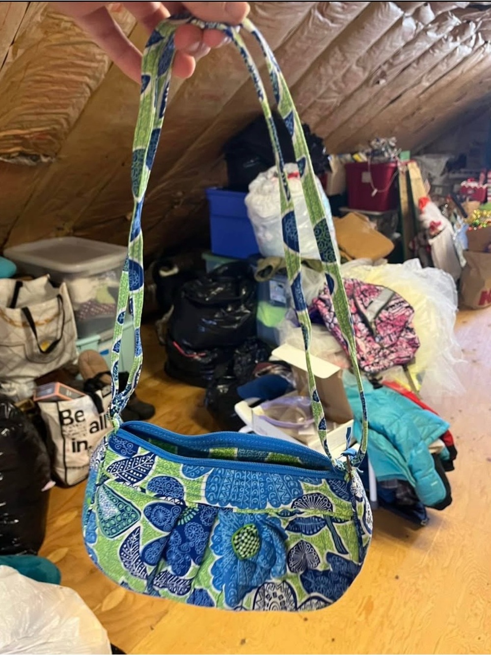 Vera Bradley Blue and Green Floral Quilted Crossbody